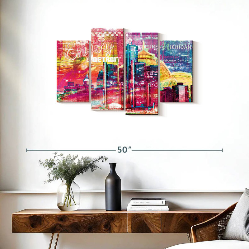 Nicci Detroit Cityscape Grunge, H 22 po x l 36 po