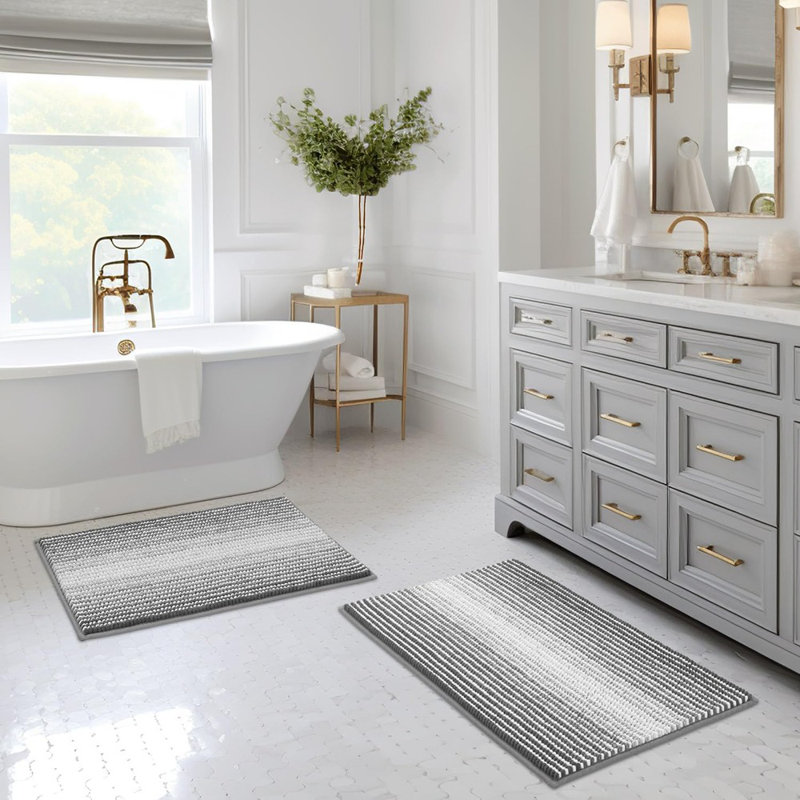 Bathroom Rugs And Mats Sets, 2 Piece Thick Absorbent Che...