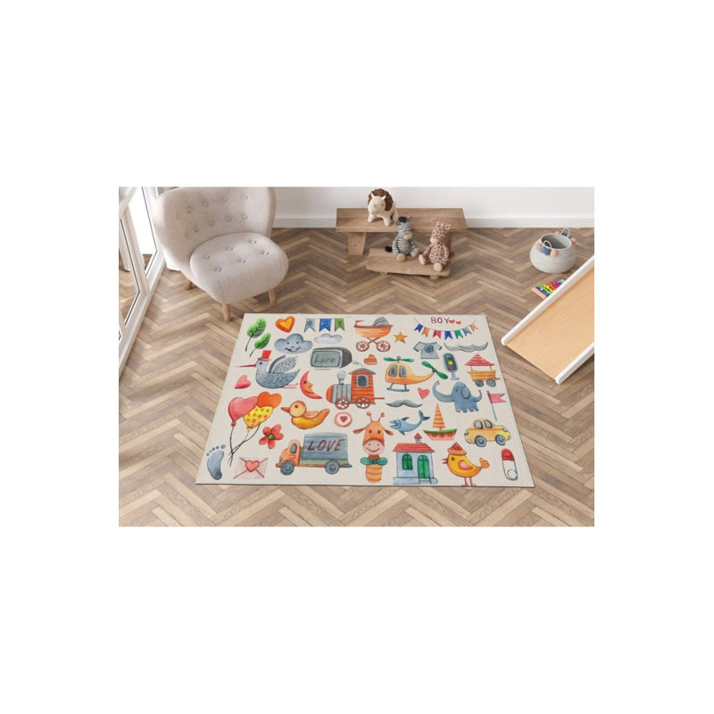 Toy Figured Children's Room Carpet, Rectangle 4' x 6'7"