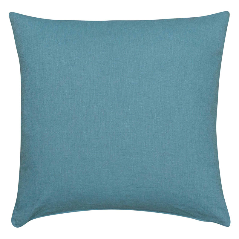100% Linen Cushion Cover in Teal Blue, 43x43cm, Feather filled