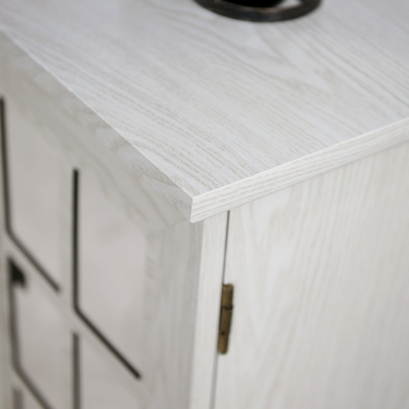 Armoire de rangement à 3 portes en acrylique avec miroir et 3 tablettes réglables, Blanc