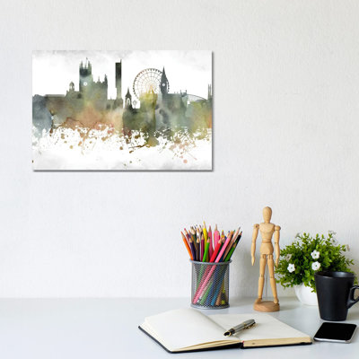 Manchester Skyline by WallDecorAddict - Wrapped Canvas Print
