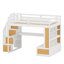 Lit mezzanine avec bureau, tablettes, tiroirs intégrés et escalier de rangement-301679285