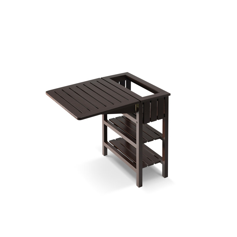 Rectangular Ash Folding Outdoor Side Table , 63cm cm W 31cm cm D, Dark Brown