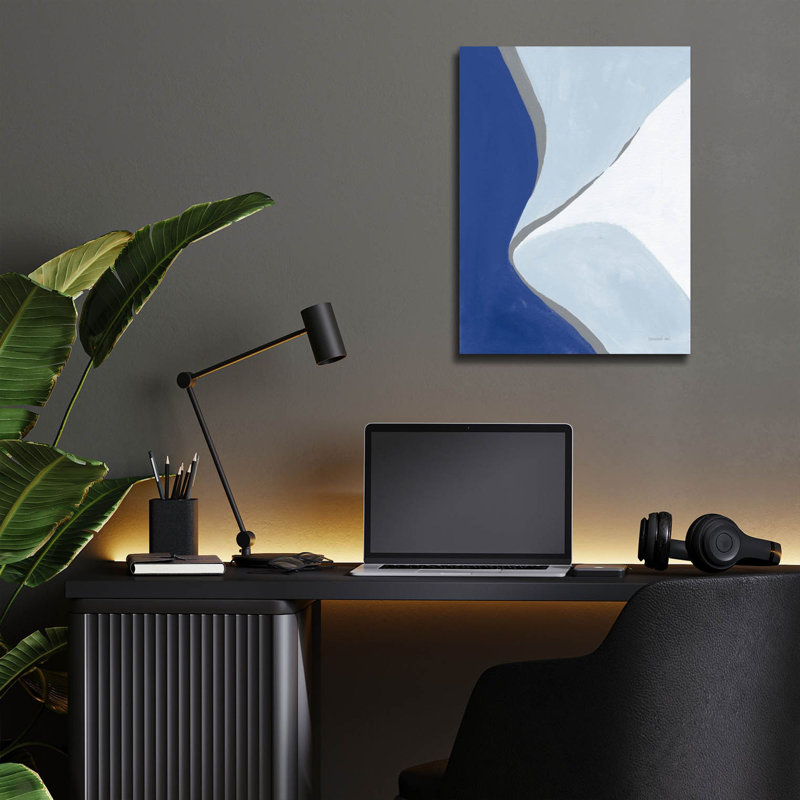 «Retro Abstract 3 Blue» par Danhui Nai, art mural en verre acrylique, H 16 po x l 12 po x P 0,13 po