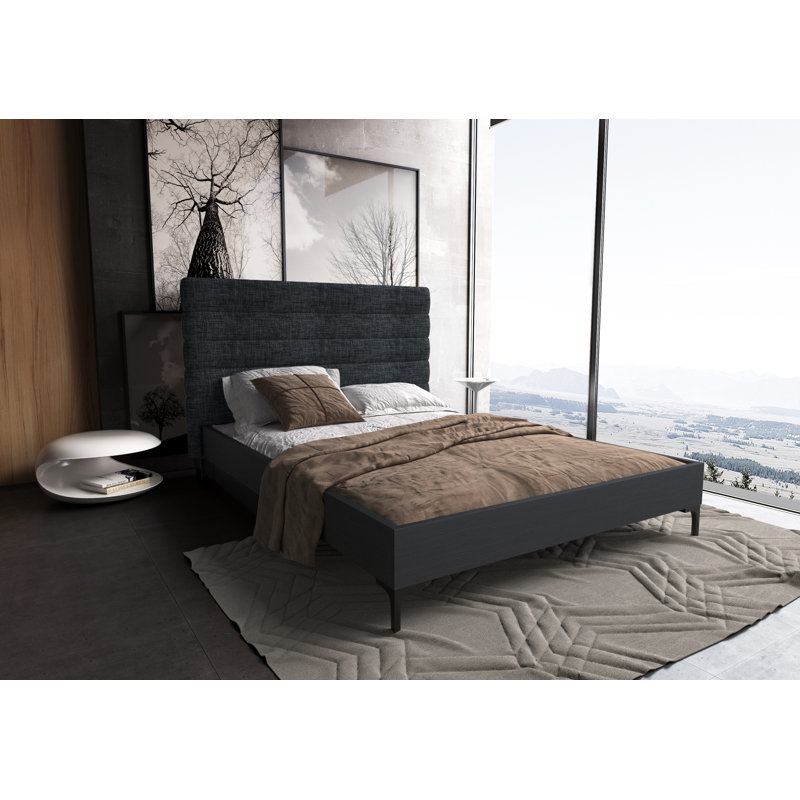 Lenneke Upholstered Platform Bed, Gray, Queen