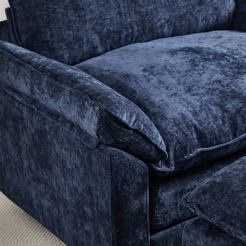 Fauteuil club moderne avec repose-pieds, Bleu