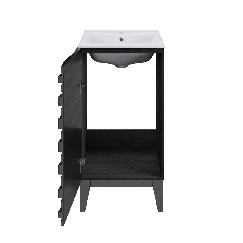 Cascade 18" Bathroom Vanity In Natural Oak, Black, White