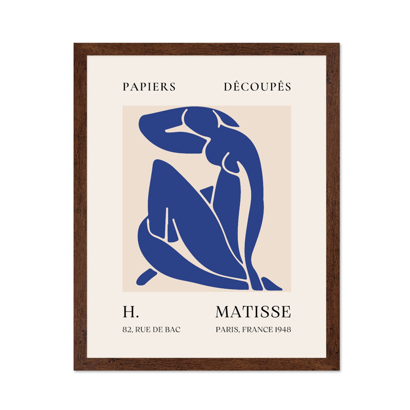 Henri Matisse - Blue Nude II No2, H 24 po x l 32 po, Affiche, Encadrement brun