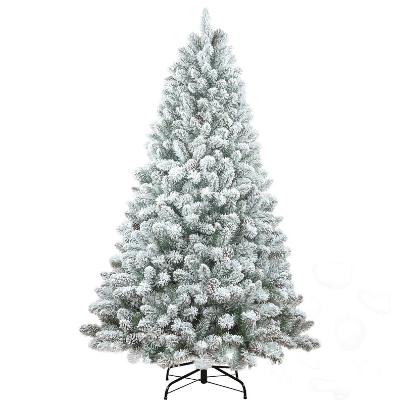 Arbre de Noël 5 pi avec pommes de pin et base en métal, H 5 pi