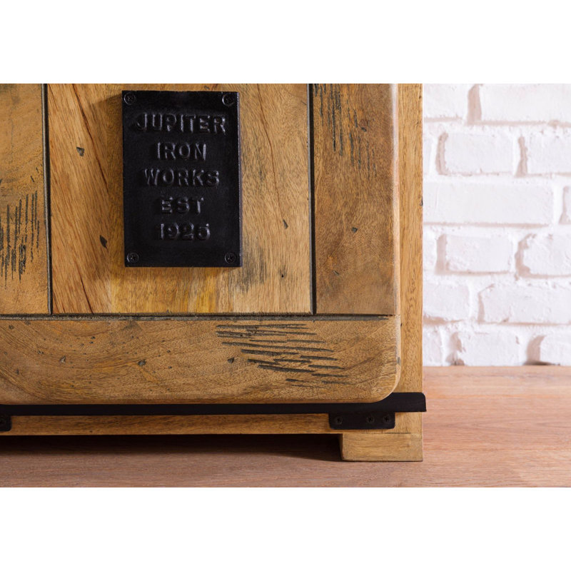 Railway 90cm Solid Wood Sideboard, Natural Varnish