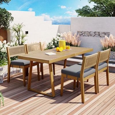 Ensemble repas d'extérieur rectangulaire L 31,5 po 4 personnes Orquidea