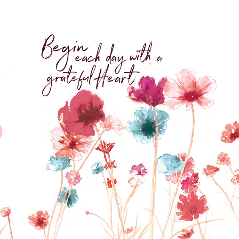 Grateful Heart Flowers - Wrapped Canvas Print, 51cm H x 51cm W