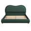 Structure de lit tapissier grand format avec tête de lit courbée, tissu en chenille, lattes en bois, pieds en bois massif, vert olive-1526334597