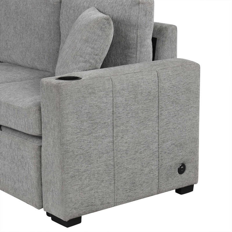 Canapé-lit modulaire convertible en L 84,7 po, Gris