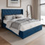 LIT DE RANGEMENT DE GRANDE PLATE-FORME WINGBACK RELEVÉ EN VELOURS BLEU MARINE-126672268-126672264
