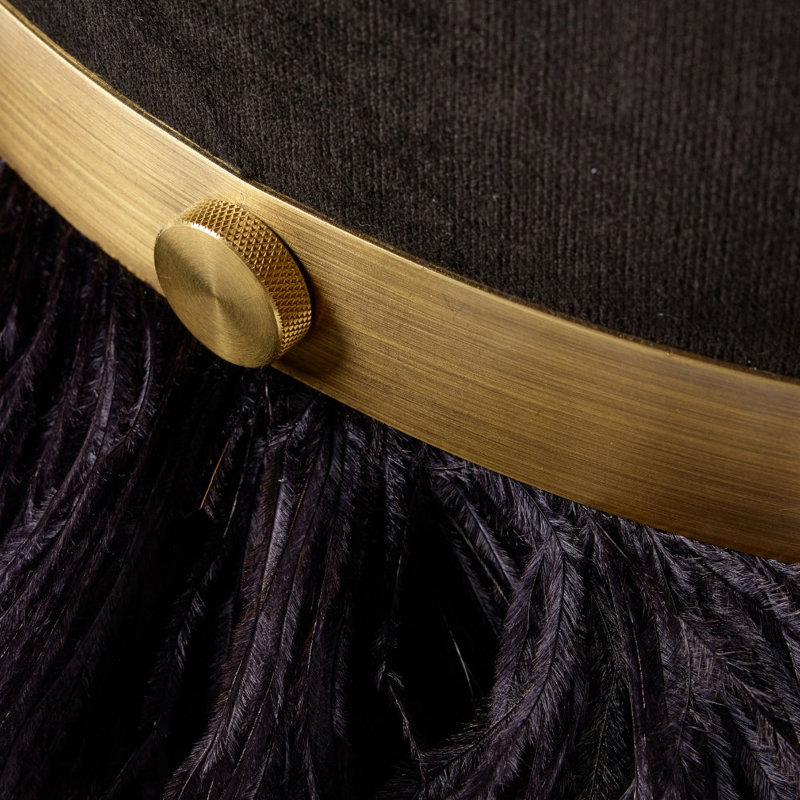 Ostrich Fluff Pouf, Black