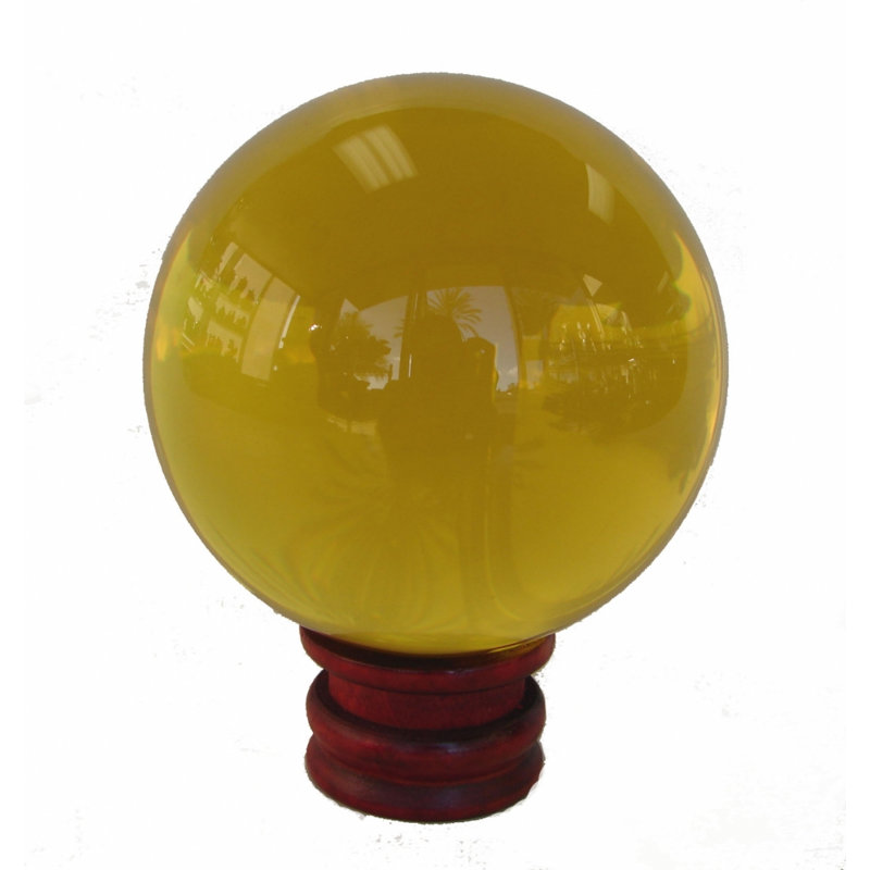 Boule en cristal ronde Bruning, sphère en cristal pour aimer, H 4 po x l 3 po x P 3 po, Jaune foncé