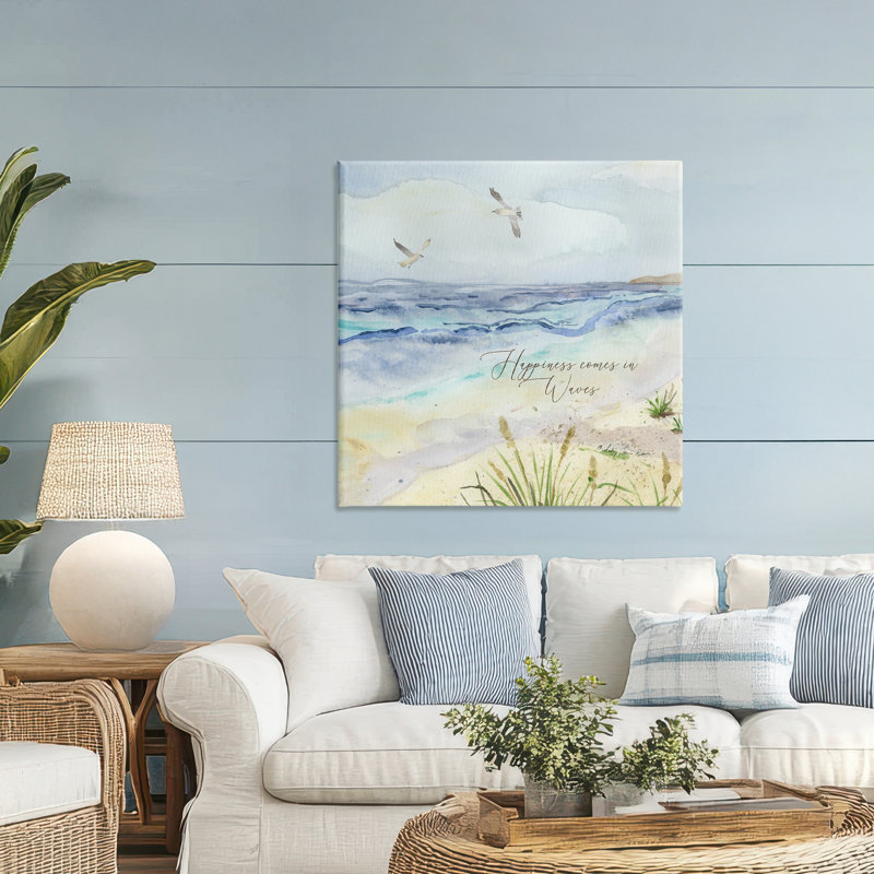 «Inspiring Happiness Coastal Scene» par Audrey Jeanne Roberts, H 36 po x l 36 po