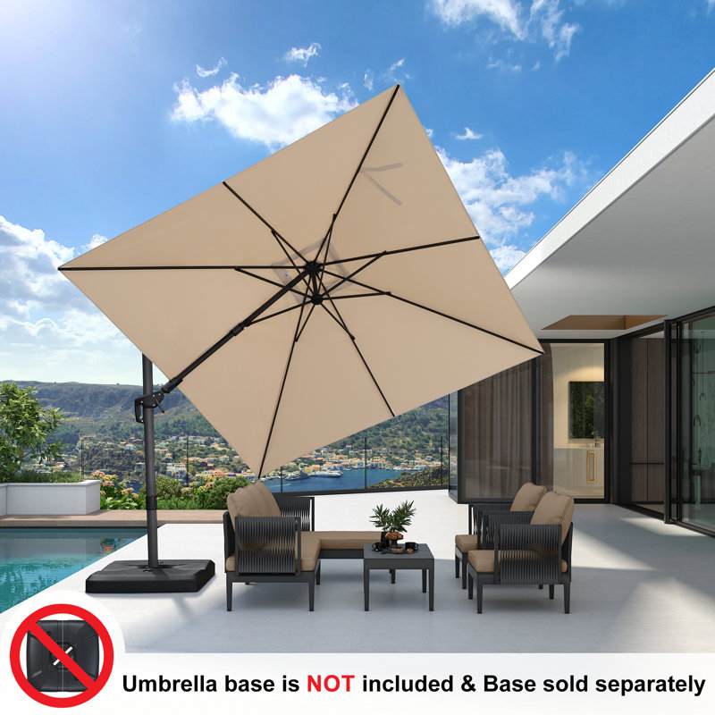 Parasol carré en porte-à-faux rotatif 10 pi Rithvik, Beige