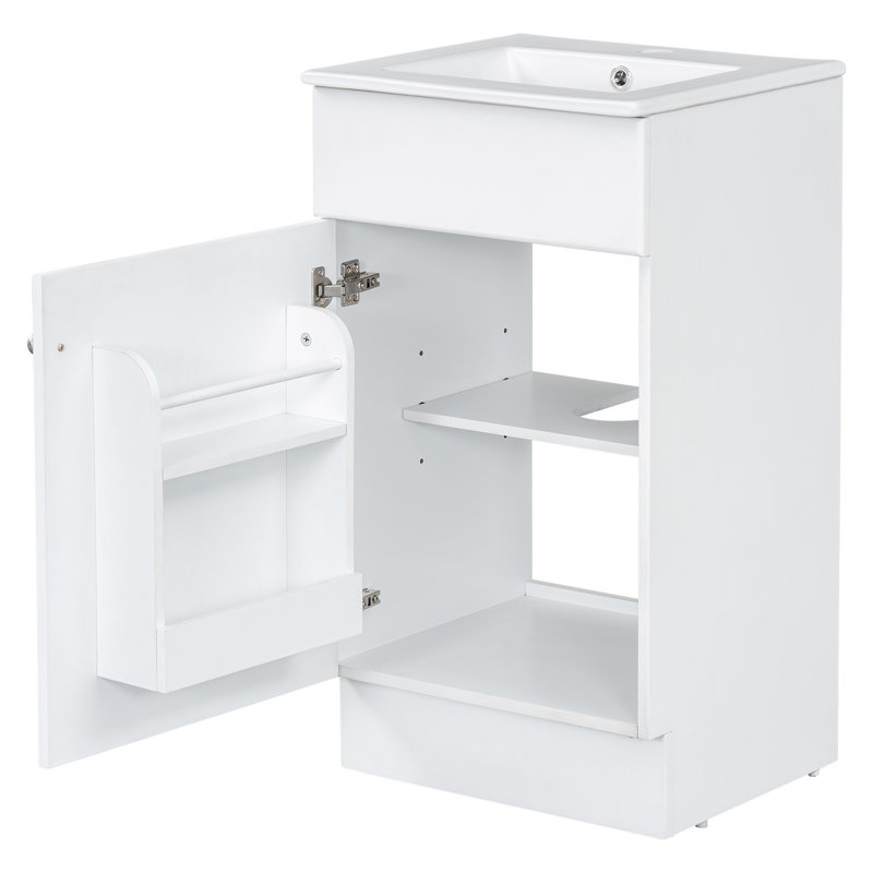 Meuble-lavabo 18 po avec lavabo, Blanc / argenté