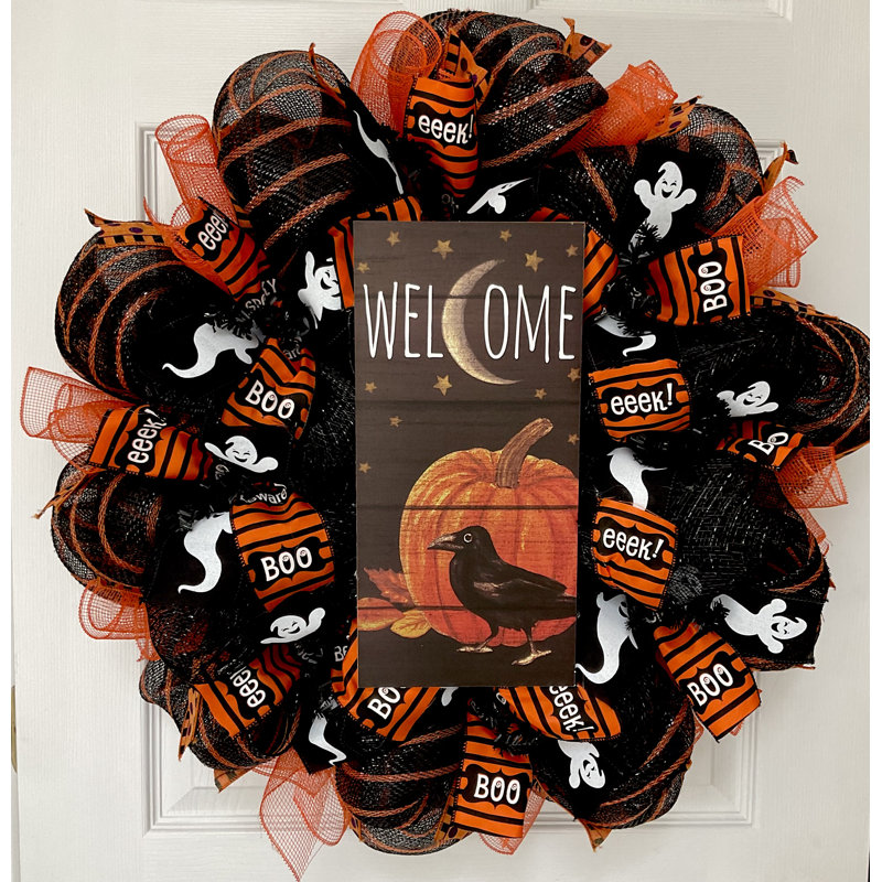 Couronne d'Halloween avec couronne de citrouille et citrouille d'Halloween