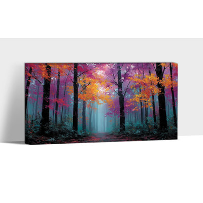 Art mural grand paysage d'automne - Forêt d'automne, décoration murale, peintures d'automne rétro pour le mur, pour le salon, décoration sur toile tendue, 
