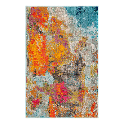 Washable Abstract Indoor Rug