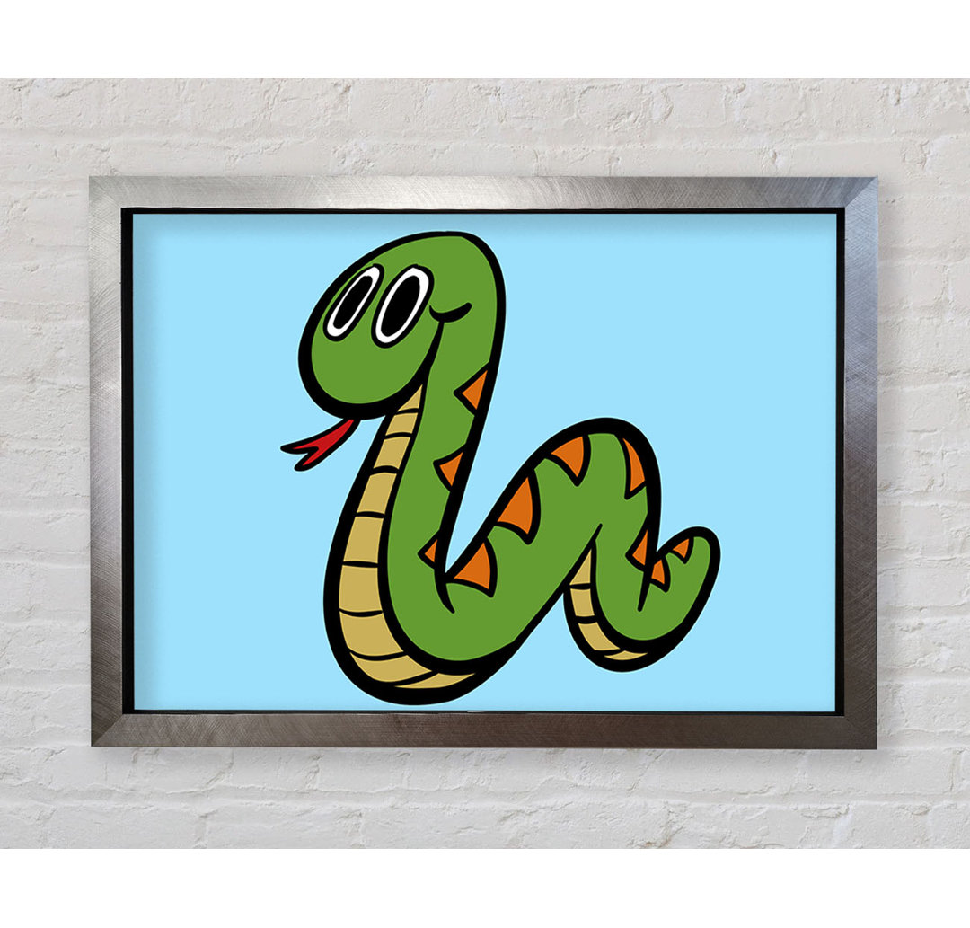 Gerahmtes Leinwandbild Cartoon Snake in Flieder