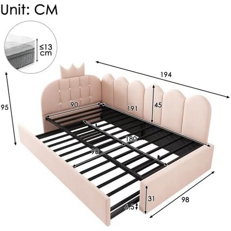 Upholstered Bed, Pink