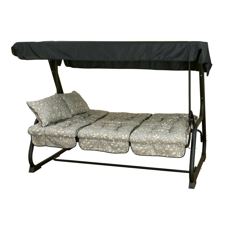 Ariele 3 Person Porch Swing with Canopy, Grey, Grey, Grey