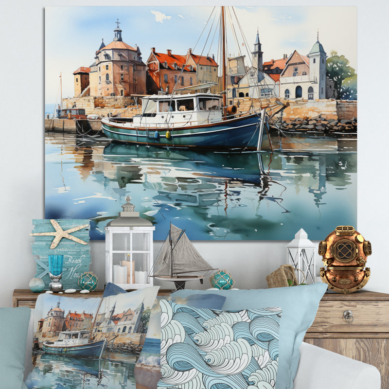 Port Harbor Reflections X sur impression sur toile, H 12 po x l 20 po x P 1 po, Toile tendue