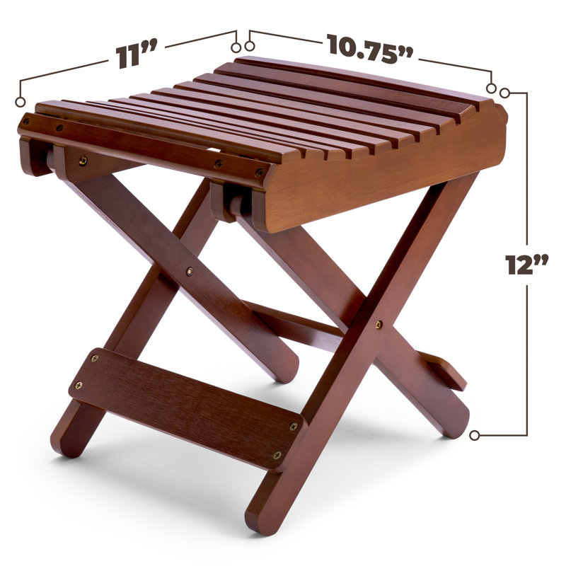 Sorbus Bamboo Folding Step Stool Bench, Dark Brown, Dark Brown