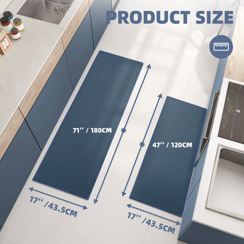 Tapis de cuisine Amesdale, Tapis de couloir 1 pi 5 po x 5 pi 11 po, Bleu