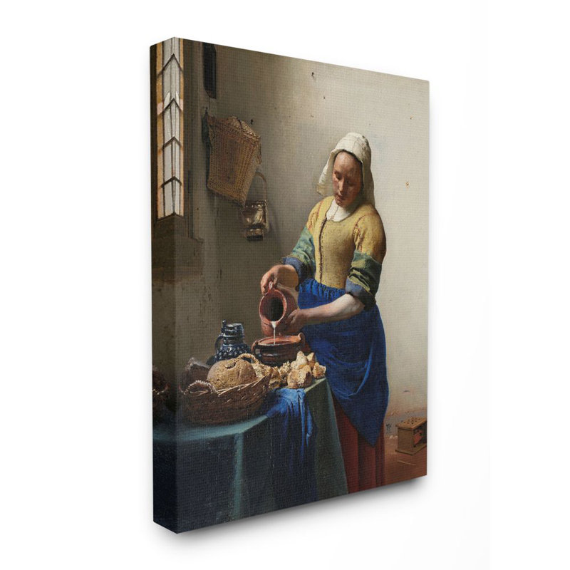 «Vermeer the Milkmaid Classical» par Johannes Vermeer, reproduction d'art, Toile tendue, H 48 po x l 36 po
