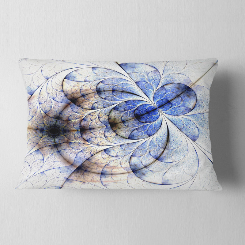 Coussin décoratif symétrique or et bleu fractal