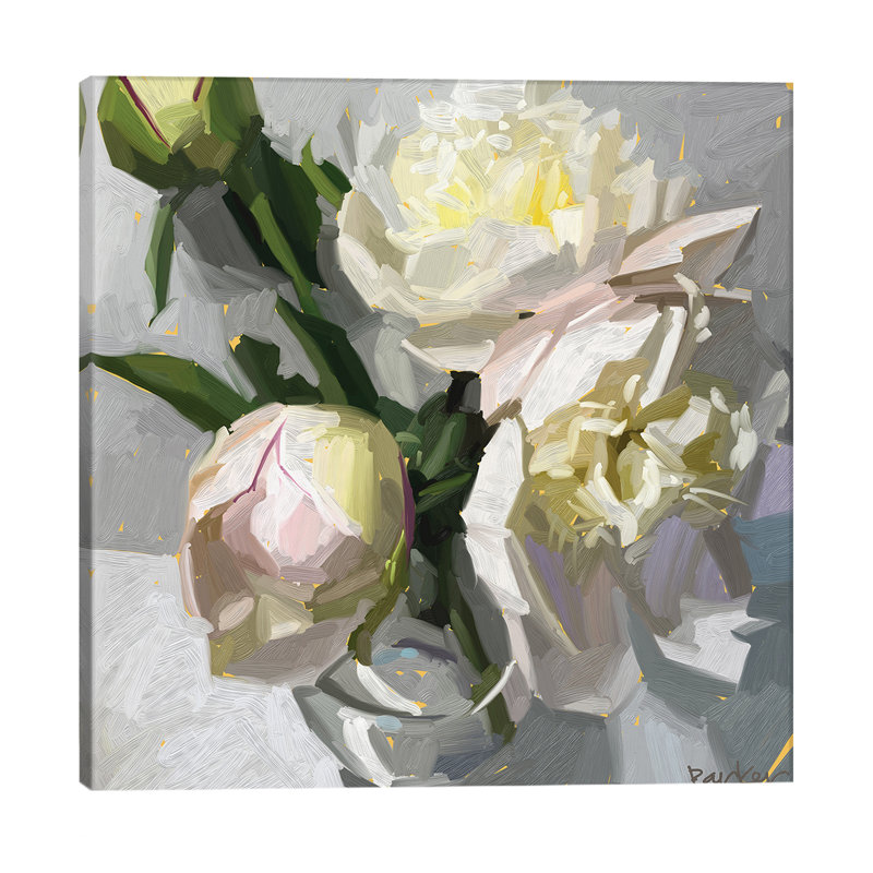 Delicate Peonies by Teddi Parker - Wrapped Canvas Painting, 66.04 cm H x 66.04 cm W x 1.91 cm D