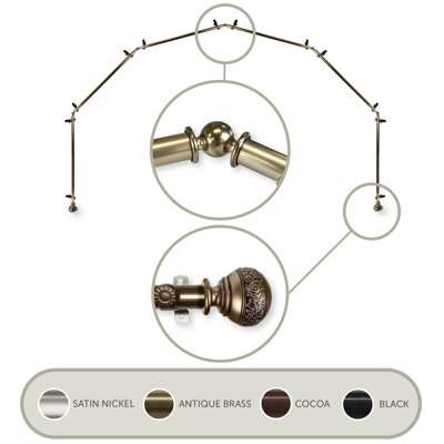 Solon Adjustable Bay Window Single Curtain Rod