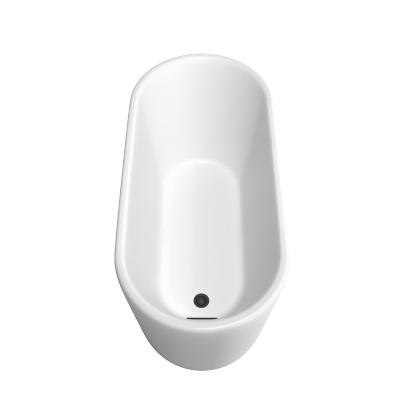 Ursula 59'' x 28'' Freestanding Soaking Acrylic Bathtub with Faucet, Matte White/Matte Black
