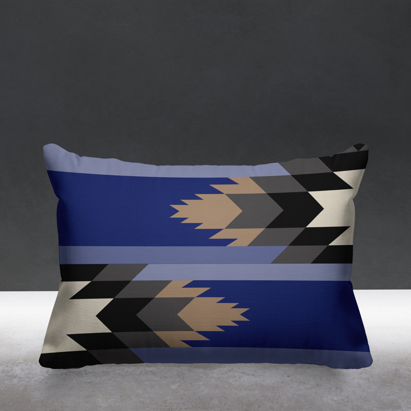 Coussin intérieur / extérieur Lansa Southwestern, Bleu marine