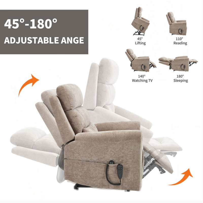 Dual Motor Infinite Position Up To 350 LBS Leatherair Power Lift Recliner Chair, Heavy Duty Motion Mechanism With 8-Point Vibration Massage And Lumbar Heating
