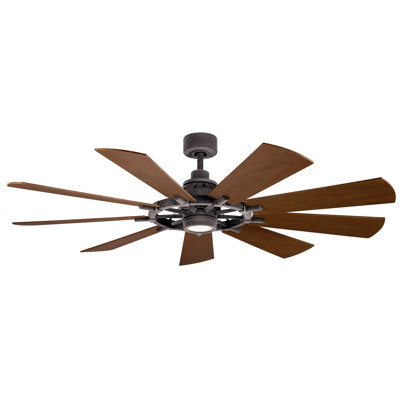  65" 9 - Blade LED Windmill Ceiling Fan with Wall Control and Light Kit Included