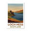 Loch Ness, Scotland - Romantic Highlands Travel Poster Featuring Urquhart Castle And Misty Loch Print. Giclee Print On Wrapped Canvas. Wall Art, Home Decor - Natural Landmarks, Scotland - Wrapped Canvas Print-1169738475