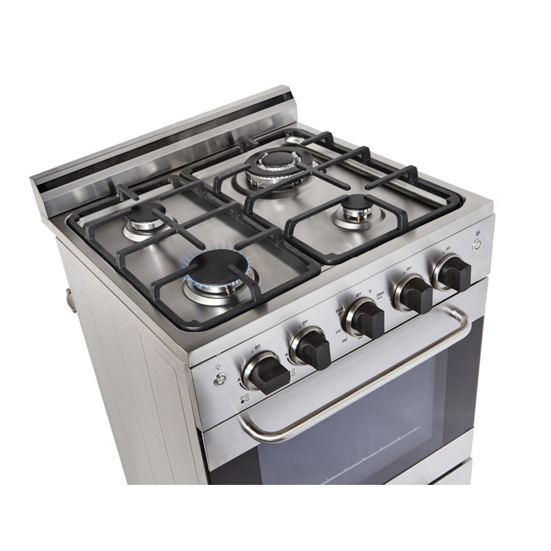 Cuisinière au gaz autoportante de 19,5 po à 4 brûleurs de 1,6 pi³ avec four à convection Prestige, Acier inoxydable