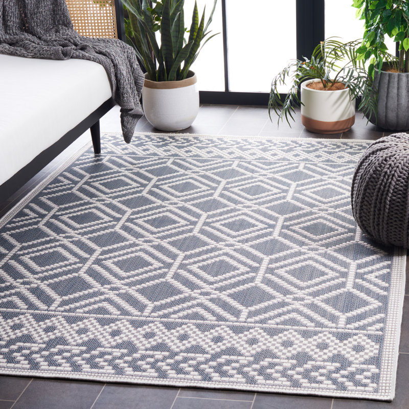 Tapis d'intérieur / extérieur géométrique Keyiona Performance, Rectangle 5 pi 3 po x 7 pi 6 po
