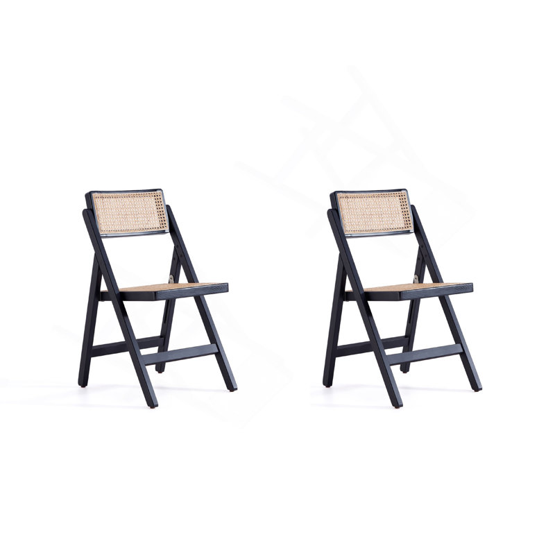 Ensemble de 2 chaises pliantes noires et naturelles
