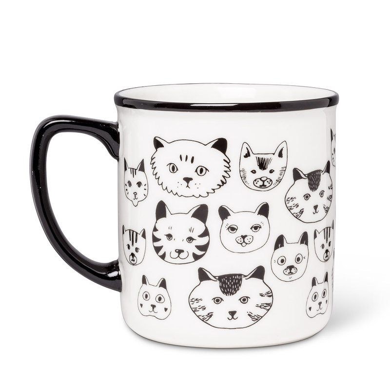 Set Of 4 Simple Cat Faces Mug