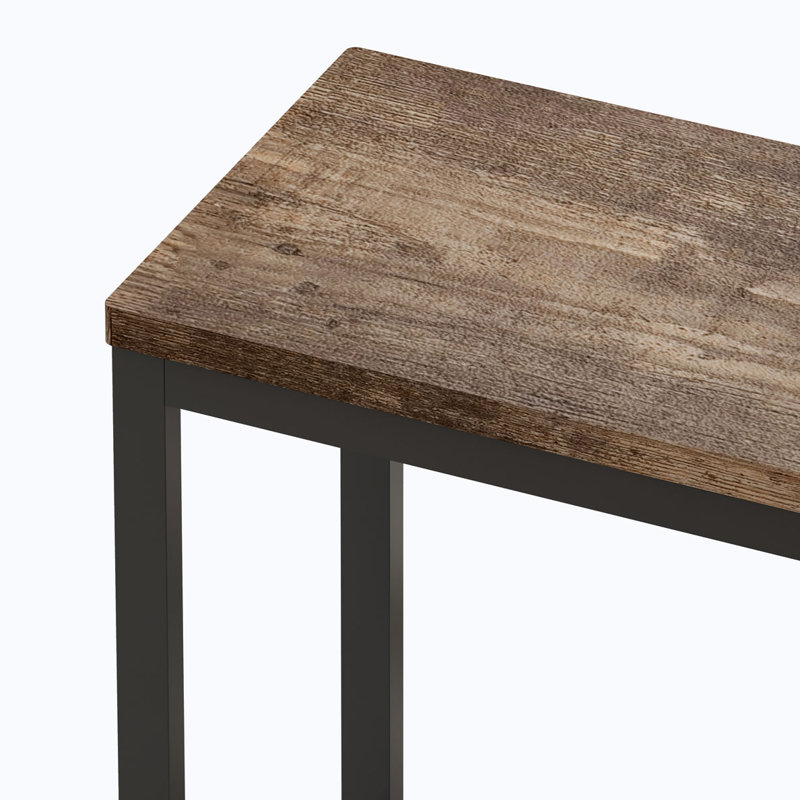Long Dining Table Set with 3 Stools, Natural