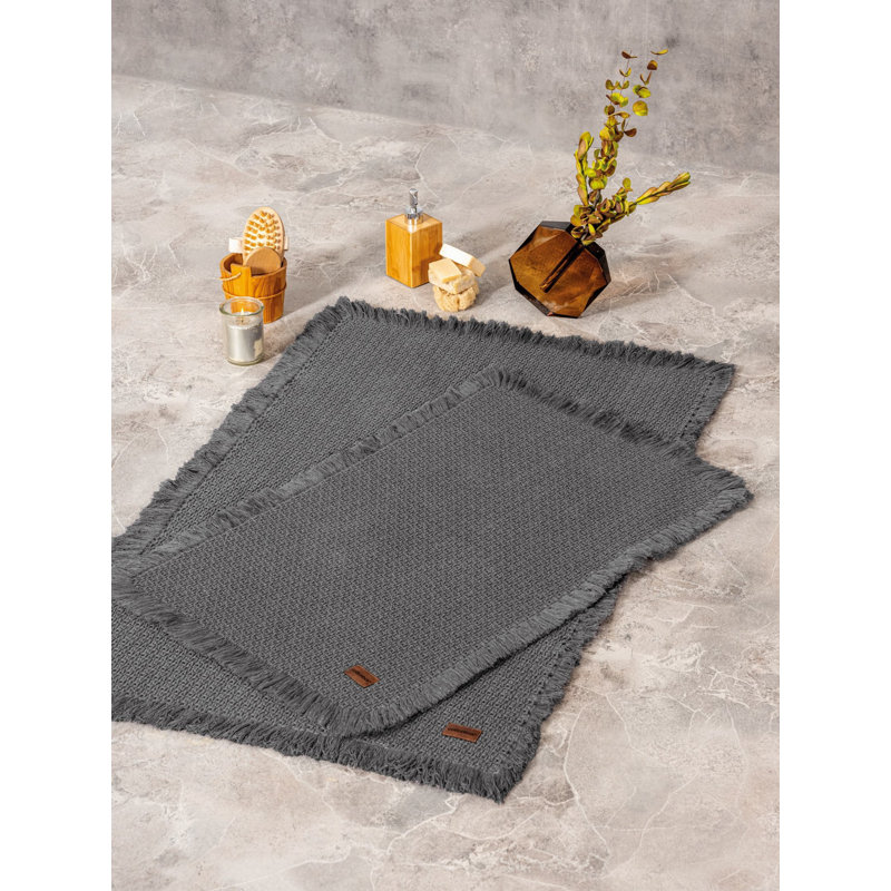 Dale Cotton Twill Non-Slip Bath Mat, Grey