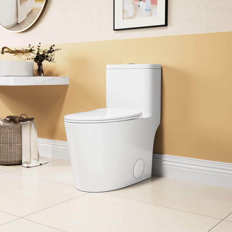 White Ceramic Toilet, 1.1/1.6 , Elongated, Comfortable, Soft Close Seat, & , T036wt One Comfort Height, White,